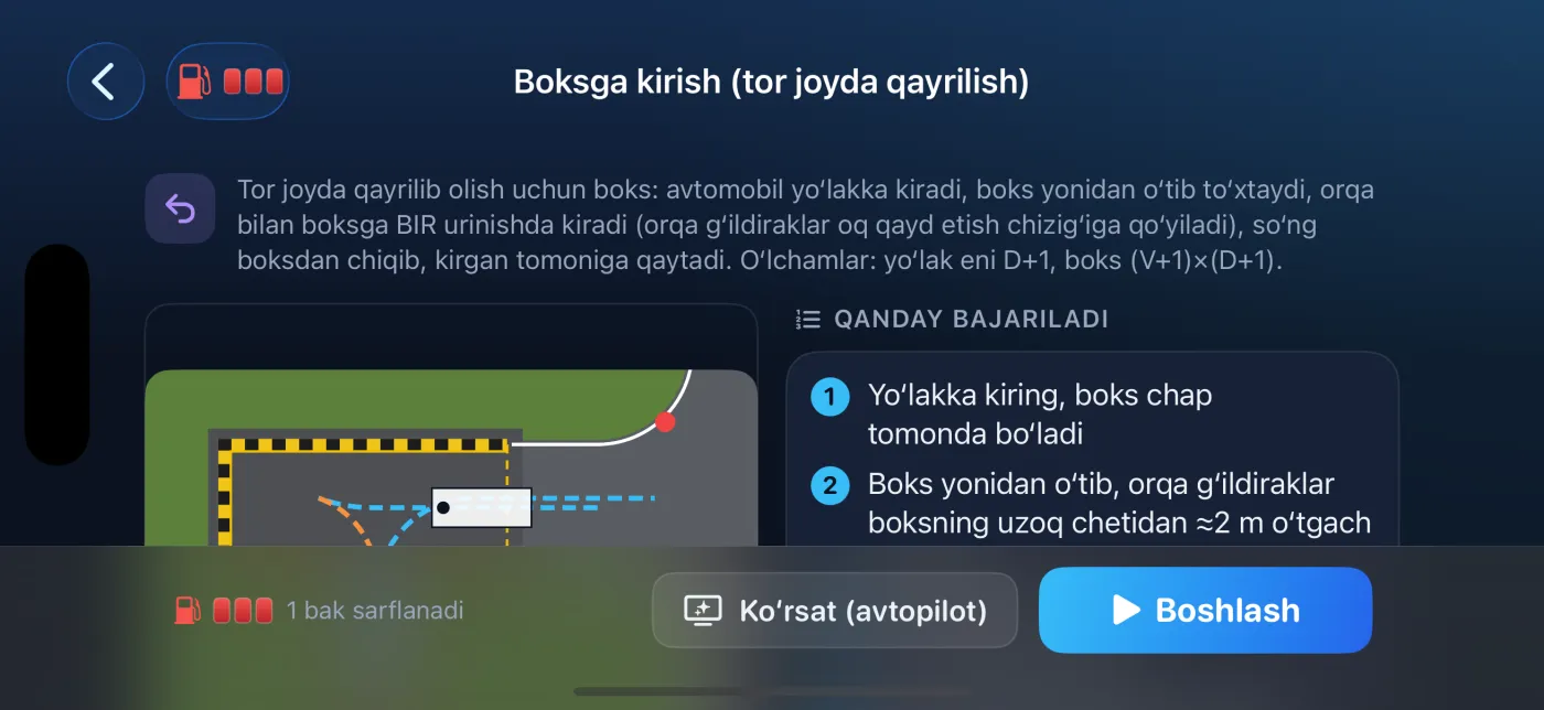 Har bir mashqdan oldin sxema va bosqichma-bosqich ko‘rsatma